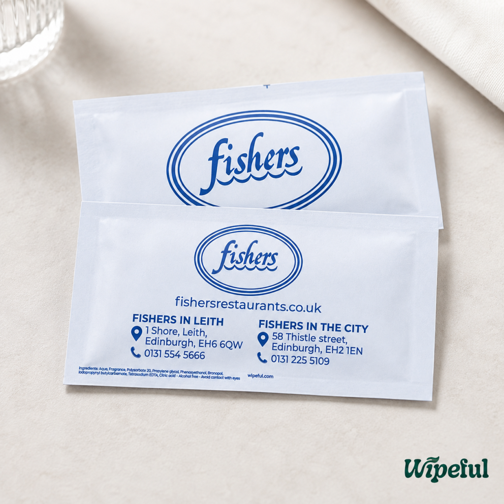 fishers seafood personalised wet wipe